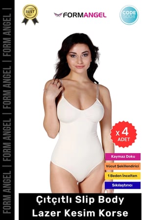 #korse lazer kesim seamless i̇z göstermeyen toparlayıcı kaymayan çıtçıtlı slip body korse - 4 adet