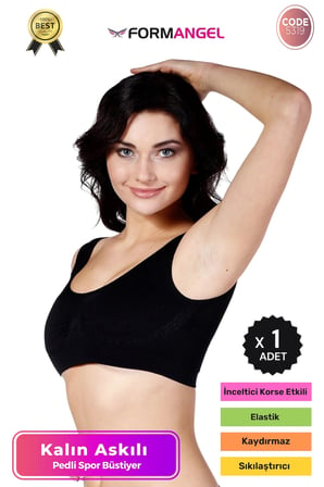#Büstiyer Dikişsiz Seamless Kadın Esnek Yumuşak Kumaş Kalın Askılı Pedli Spor Büstiyer - 1 Adet