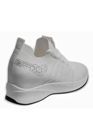 M.p 241-1669 Beyaz Dolgu Taban Kadın Bağcıklı Spor Ayakkabı