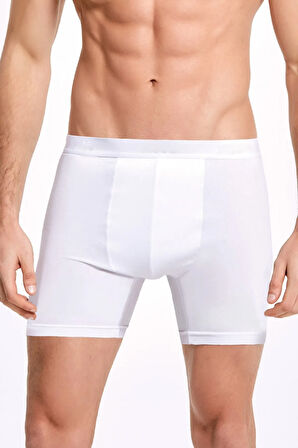 Pamuklu & Likralı 3 Adet Beyaz Uzun Boxer LL.IL00.KE05.001