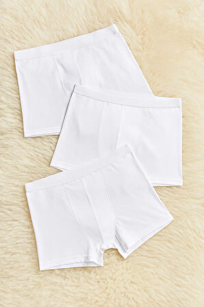 Pamuklu & Likralı 3 Adet Beyaz Uzun Boxer LL.IL00.KE05.001