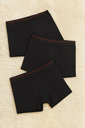 Pamuklu & Likralı 3 Adet Siyah Uzun Boxer LL.IL00.KE05.001