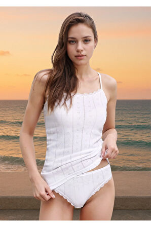 3 Adet Siyah-Beyaz-Gri %100 Pamuklu Kalp Desen İp Askılı & Bikini Külot 2'li Takım LL.IL22.KE942.001