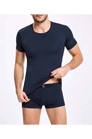 Erkek Giyim Bambu Bisiklet Yaka T-Shirt & Boxer 2'li Takım LL.IL16.KE12096