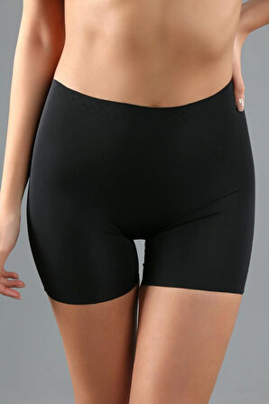 Toparlayıcı Normal Bel Mini Lazer Kesim Siyah Korse Şort OL.01.NB.9205