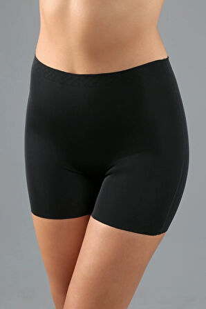 Toparlayıcı Normal Bel Mini Lazer Kesim Siyah Korse Şort OL.01.NB.9205