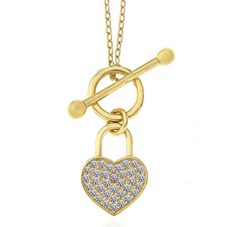 himarry 925 Ayar Gümüş Gold Sallantılı Kalp Kadın Kolye