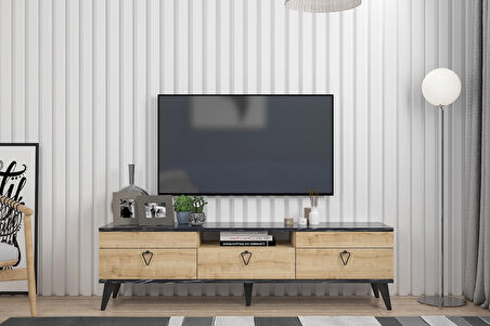 Arora Tv Ünitesi 160 cm Bendir Mermer-Safir Meşe