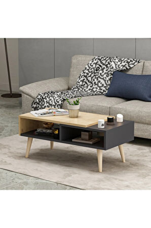 Nove Ahşap Ayaklı Orta Sehpa Antrasit-safir Meşe