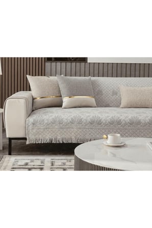 %100 Pamuk Açık Gri Koltuk Örtüsü – Oturma ve Sırt Kısmını Kaplayan Koruyucu Örtü 180 X 220