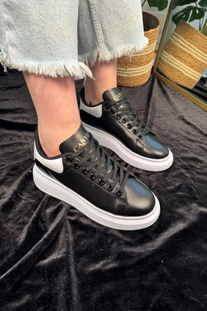 Günlük Unisex Spor Ayakkabı Vegan Deri Bağcıklı Hafif Kalın Yüksek Taban Yürüyüş Sneaker 999