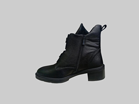 CASTLE BLACK CB-11032-1 KADIN DERİ ÖNÜ LASTİKLİ YANI FERMUARLI BOT SİYAH