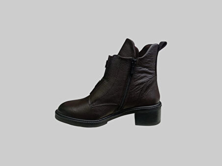 CASTLE BLACK CB-11032-1 KADIN DERİ ÖNÜ LASTİKLİ YANI FERMUARLI BOT KAHVE