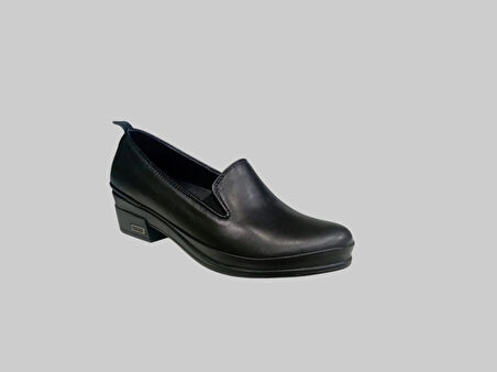 CASTLE BLACK CB-24553 KADIN DERİ HAFİF TOPUKLU COMFORT AYAKKABI SİYAH