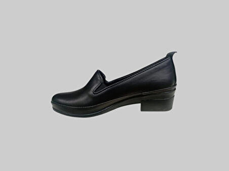 CASTLE BLACK CB-24553 KADIN DERİ HAFİF TOPUKLU COMFORT AYAKKABI SİYAH