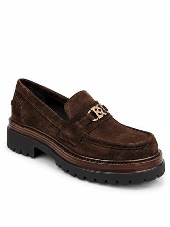 RACHEL 3306 KADIN HAKİKİ DERİ AKSESUARLI CHUNKY LOAFER AYAKKABI KAHVE SÜET