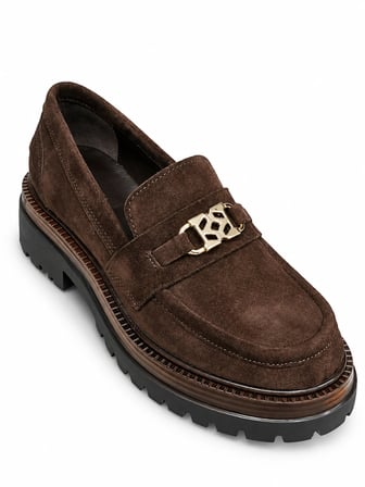 RACHEL 3306 KADIN HAKİKİ DERİ AKSESUARLI CHUNKY LOAFER AYAKKABI KAHVE SÜET