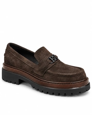 RACHEL 3306 KADIN HAKİKİ DERİ AKSESUARLI CHUNKY LOAFER AYAKKABI SMOKE SÜET