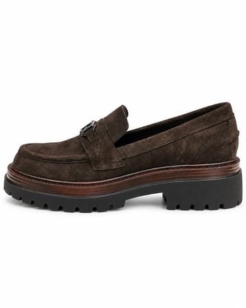 RACHEL 3306 KADIN HAKİKİ DERİ AKSESUARLI CHUNKY LOAFER AYAKKABI SMOKE SÜET