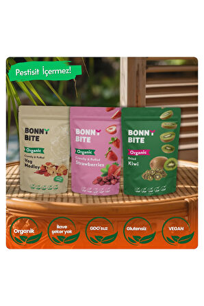 KURUTULMUŞ ORGANİK SEBZE, ÇİLEK & KİVİ 3'LÜ PAKETİ