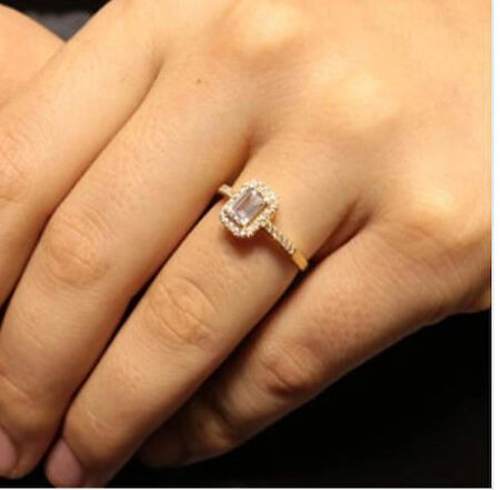 BAGET YÜZÜK ZİRKON TAŞLI GOLD ÇELİK AYARLAMALI