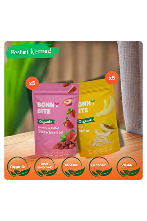 ORGANİK ÇITIR ÇİLEK & KURUTULMUŞ KAVUN 10'LU PAKETİ