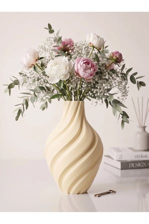 Aura Vazo 20cm - Modern Estetik Tasarım Dekoratif Ev Ofis Salon Dekorasyonu İçin Şık Obje - Minimalist Tasarım Çiçeklik Masa Üstü Süs Eşyası