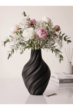 Aura Vazo 20cm - Modern Estetik Tasarım Dekoratif Ev Ofis Salon Dekorasyonu İçin Şık Obje - Minimalist Tasarım Çiçeklik Masa Üstü Süs Eşyası