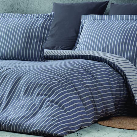 Maxstyle Bambu Çizgili Antrasit Çift Kişilik Nevresim Takımı