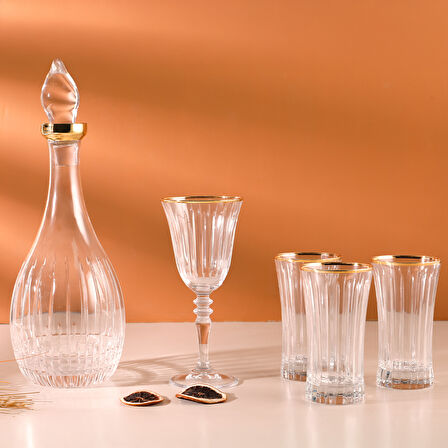 Aryıldız Steep Dekor Kristal Gold 25 Parça 12 Kişilik Su Seti