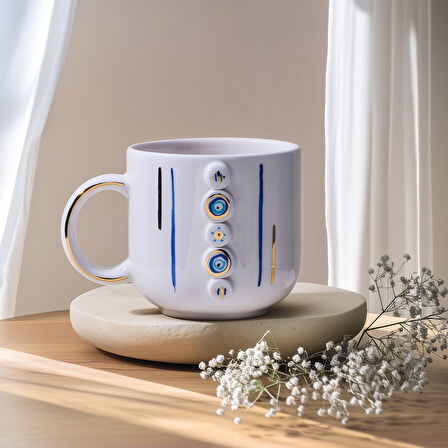 Canarels Nazar Boncuklu-Çizgili Kupa 350 ml