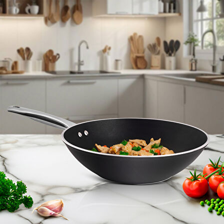 Aryıldız Atlanta 2 Parça Wok + Grill Tava Seti Black