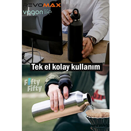 Revomax Paslanmaz Çelik Vakumlu Matara Siyah 950 ml