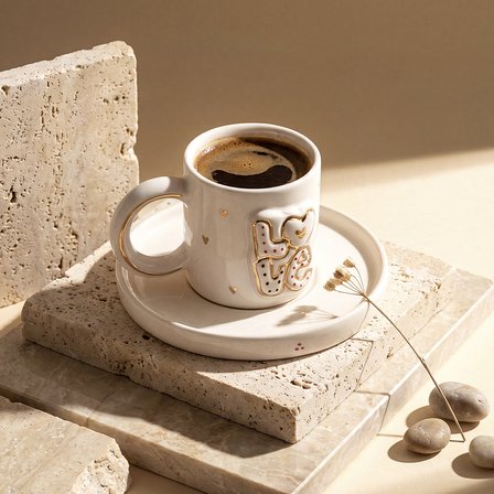 Canarels Love 2 Parça Tek Kişilik Kahve Fincan Takımı 90 ml