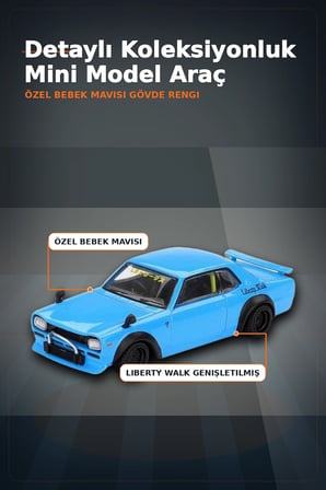 Sert Blisterde 1/64 Ölçekli Nissan LBWorks HAKOSUKA Baby Blue Diecast Model Araba BX-313348
