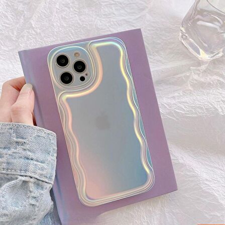 iPhone 14 Promax Uyumlu Zigzaglı Dalgalı Hologram Puf Kılıf