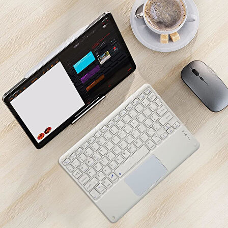 Lenovo Idea Tab Pro ZAE40060TR 12.7" Uyumlu Kablosuz Bluetooth Şarjlı TouchPad'li Klavye - Beyaz
