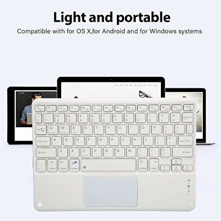 Lenovo Idea Tab Pro ZAE40060TR 12.7" Uyumlu Kablosuz Bluetooth Şarjlı TouchPad'li Klavye - Beyaz