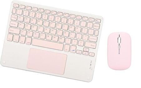 Onda Oliver Book A1 10.1" Uyumlu Bluetooth Şarjlı TouchPad'li Klavye Mouse Set - Pembe