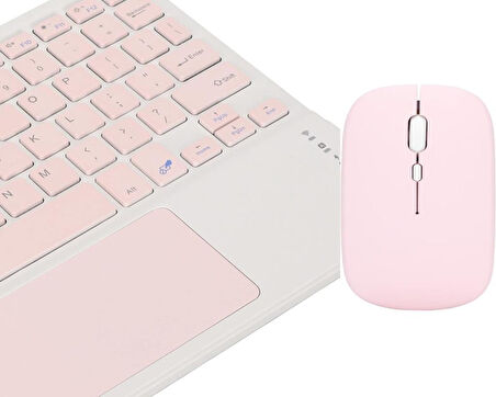 Onda Oliver Book A1 10.1" Uyumlu Bluetooth Şarjlı TouchPad'li Klavye Mouse Set - Pembe