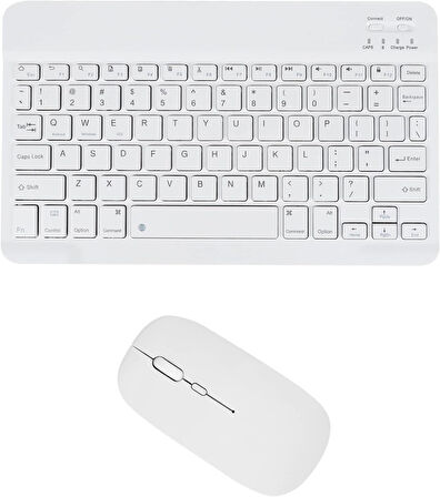 Apple iPad Mini 7 2024 8.3" Uyumlu Bluetooth Şarj Edilebilir Klavye Mouse Seti - Beyaz