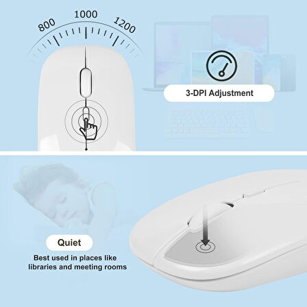 Swipe X1 10.1" Uyumlu Bluetooth Şarj Edilebilir Klavye Mouse Seti - Beyaz