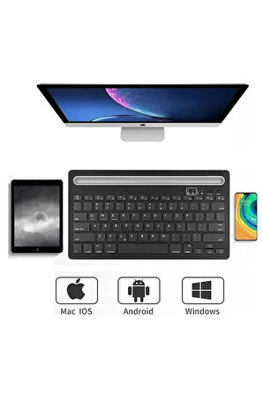 Ulefone Armor Pad 2 11" Uyumlu Kablosuz Bluetooth Şarjlı Standlı Klavye - Gri