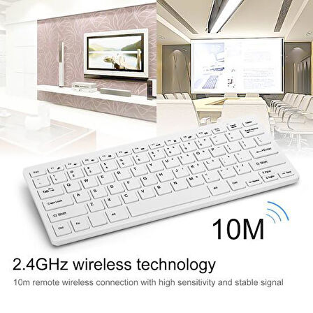 Microsoft Surface Pro Copilot 13" Uyumlu Kablosuz Wireless Pilli Klavye Mouse Seti - Beyaz