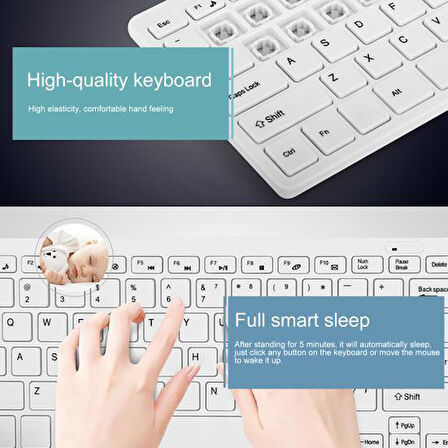 Microsoft Surface Pro Copilot 13" Uyumlu Kablosuz Wireless Pilli Klavye Mouse Seti - Beyaz