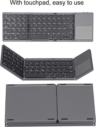 Xiaomi Redmi Pad Pro 12" Uyumlu Bluetooth TouchPad'li Şarjlı Katlanabilir Klavye