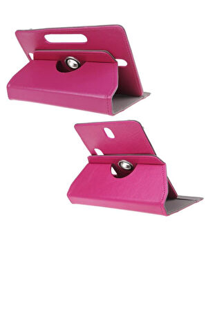 Piranha 8032 8" Dönerli Standlı Deri Tablet Kılıfı - Pembe