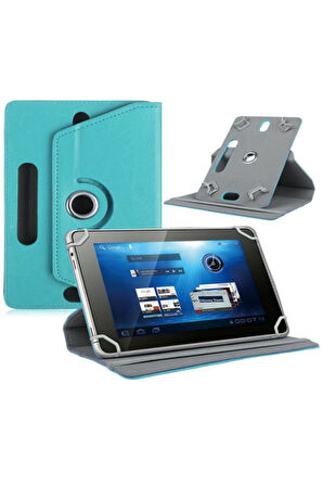Lenovo Tab M10 TB311FU ZAEH0039TR 10.1" Döner Standlı Deri Tablet Kılıfı - Ekran Koruyucu - Turkuaz