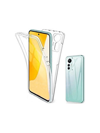 Xiaomi Mi 12 Lite Uyumlu 360° Ön Arka Tam Koruyucu Şeffaf Silikon Full Body Kılıf