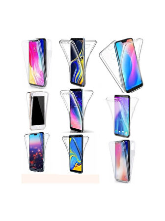 Xiaomi Redmi 8 Uyumlu 360° Ön Arka Tam Koruyucu Şeffaf Silikon Full Body Kılıf